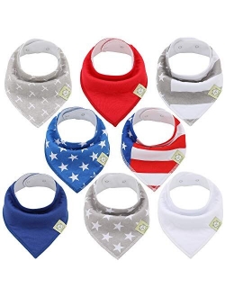 Organic Baby Bandana Drool Bibs - Bandana Bibs for Boys, Girls by KeaBabies- Super Absorbent Bandana Drool Bibs - Teething Bibs - Baby Bibs for Infant, Toddler - 8 Pack B