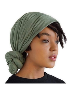 African Head Wraps For Women - Hair Scarf & Stretch Jersey Turban Tie - Long, Soft & Breathable Urban Headwrap