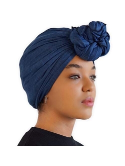 African Head Wraps For Women - Hair Scarf & Stretch Jersey Turban Tie - Long, Soft & Breathable Urban Headwrap