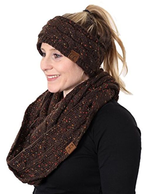 Funky Junque Cable Knit Fuzzy Lined Headwrap with Matching Infinity Scarf