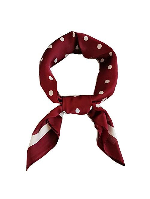 FONYVE Silk Feeling Scarf Medium Square Satin Head Scarf for Women 27.5 27.5 inches