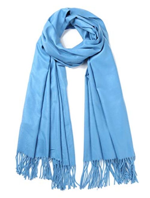 Cindy & Wendy Large Soft Cashmere Silky Pashmina Solid Shawl Wrap Scarf for Women