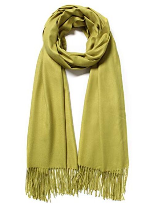 Cindy & Wendy Large Soft Cashmere Silky Pashmina Solid Shawl Wrap Scarf for Women