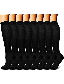 QUXIANG Copper Compression Socks (8 Pairs) for Women & Men- Best for Running, Athletic, Pregnancy and Travel - 15-20mmHg