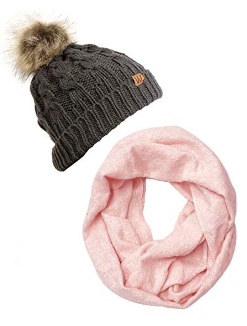 Wrapables Unisex-Adult's Plaid Print Infinity Scarf and Beanie Hat Set