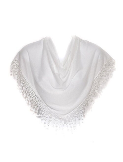 HatToSocks Triangle Scarf with Bobbin Lace Fringes for Women