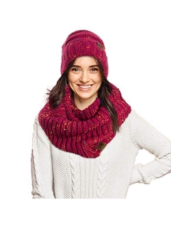 Debra Weitzner Womens Winter Slouchy Beanie Hat and Infinity Scarf Set - Knit Ski Skull Cap and Loop Scarf for Women