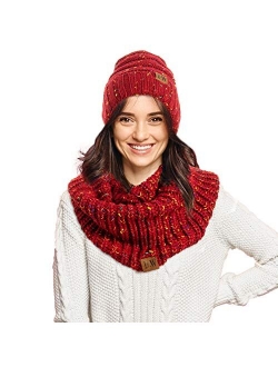 Debra Weitzner Womens Winter Slouchy Beanie Hat and Infinity Scarf Set - Knit Ski Skull Cap and Loop Scarf for Women