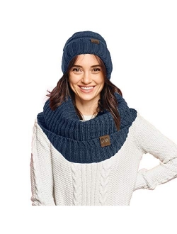 Debra Weitzner Womens Winter Slouchy Beanie Hat and Infinity Scarf Set - Knit Ski Skull Cap and Loop Scarf for Women