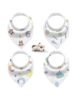 Gudodle Baby Bibs-Bandana Drool Bibs for Drooling and Teething, 4 Pack. Machine Washable.