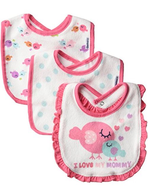 Gerber Baby Girls' 3-Pack Dribbler Bib