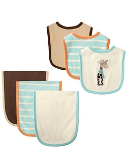 Baby 6 Piece Bib and Burp Cloth Set