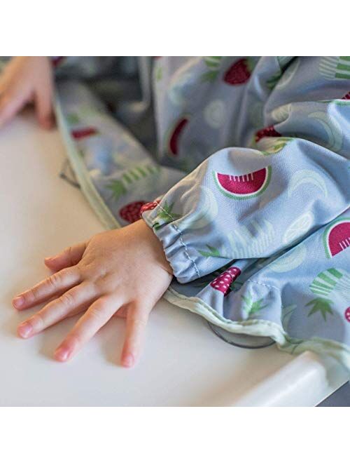 New Tidy Tot Cover & Catch Waterproof Bib attaches to highchair NO More Gaps ! Long Sleeve Coverall Baby weaning bib for BLW Baby led weaning