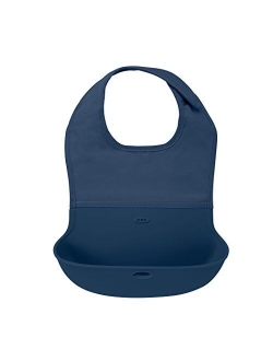 OXO TOT Waterproof Silicone Roll Up Bib with Comfort-Fit Fabric Neck