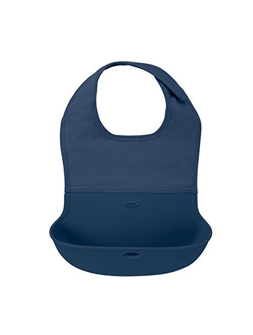 OXO TOT Waterproof Silicone Roll Up Bib with Comfort-Fit Fabric Neck