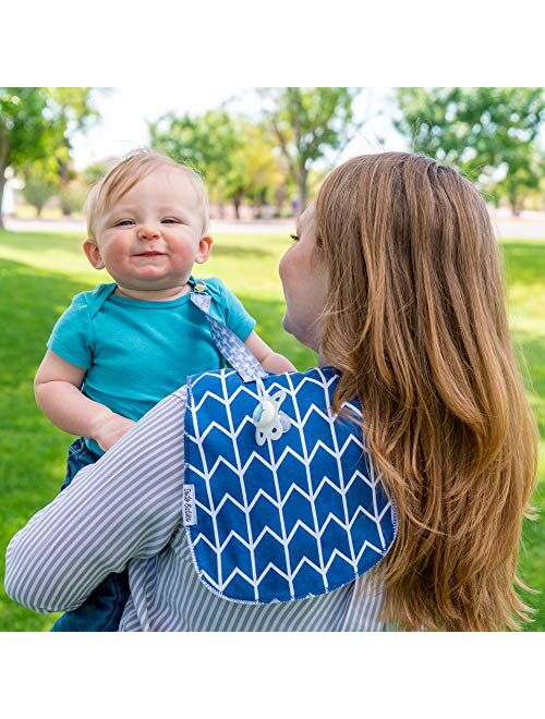 Baby Burp Cloths Pack of 5 by Dodo Babies + 2 Pacifier Clips + Pacifier Case Premium Quality Unisex Boy or Girls Soft and Absorbent, Excellent Baby Shower/Registry Gift