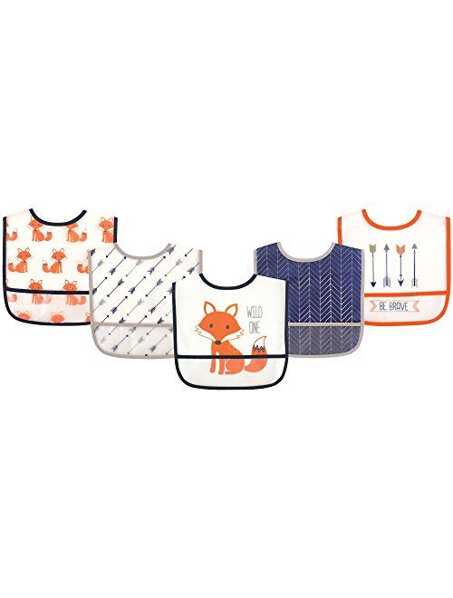 Hudson Baby Waterproof Bib with Crumb Catcher Pocket,