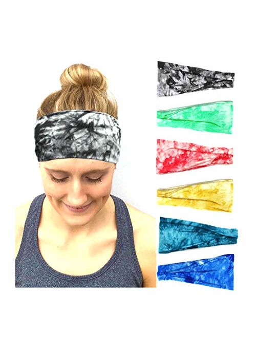 PLOVZ 6 Pack Women's Yoga Running Headbands Sports Workout Hair Bands