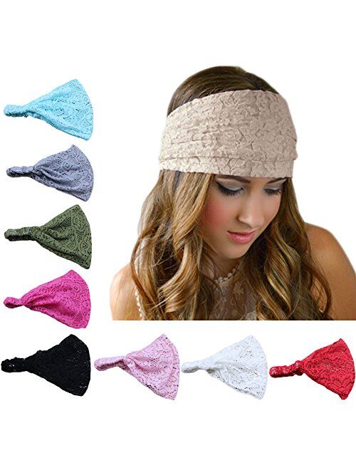 DRESHOW 8 Pack Women's Headbands Headwraps Hair Bands Bows Hair Accessories