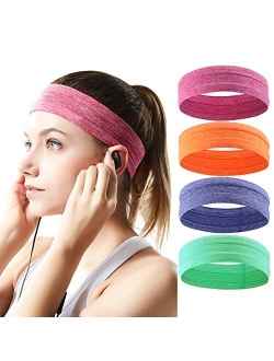 Calbeing Non Slip Headbands for Women Men, Grip Silicone Yoga Sweatband, Stretchy Soft Running Wicking Head Sweat Set, Lightweight Elastic Exercise Band, Workout Sports I