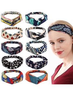 10 Pack Headbands women hair, turban headbands for women girls, elastic solid head wraps hair bands, Twisted Knot Head bands Cute Hair Accessories