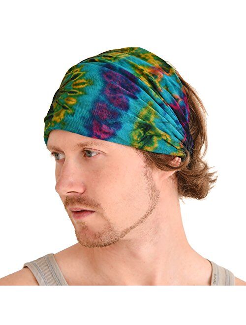 CHARM Tie-Dye Headband Bandana - Womens Boho Hippie Mens Psychedelic Headbands