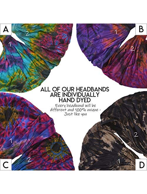 CHARM Tie-Dye Headband Bandana - Womens Boho Hippie Mens Psychedelic Headbands