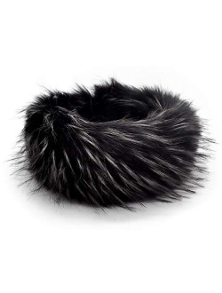 FHQHTH Faux Fur Headband with Elastic Fluffy Fur Hat Winter Ear Warmer Women Earmuff Ski Cold Weather Caps