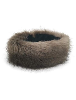 FHQHTH Faux Fur Headband with Elastic Fluffy Fur Hat Winter Ear Warmer Women Earmuff Ski Cold Weather Caps