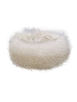 FHQHTH Faux Fur Headband with Elastic Fluffy Fur Hat Winter Ear Warmer Women Earmuff Ski Cold Weather Caps