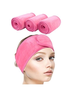 Sinland Spa Headband for Women 3 Counts Adjustable Makeup Hair Band with Magic Tape,Head Wrap for Face Care, Makeup and Sports