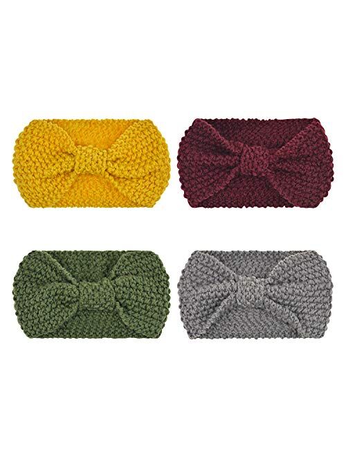 DRESHOW Crochet Turban Headband for Women Warm Bulky Crocheted Headwrap