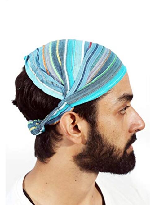 Sarjana Handicrafts Lot 10 Pieces Womens Mens Cotton Headband Striped Hairband Bandana