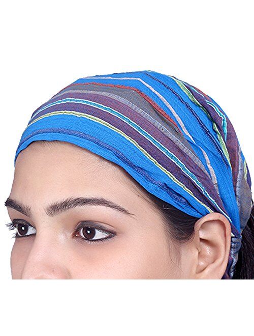 Sarjana Handicrafts Lot 10 Pieces Womens Mens Cotton Headband Striped Hairband Bandana