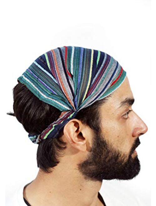 Sarjana Handicrafts Lot 10 Pieces Womens Mens Cotton Headband Striped Hairband Bandana