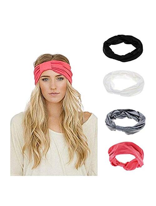 Ever Fairy Women Elastic Turban Head Wrap Headband Twisted Hair Band