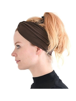 Charm Womens Headband Running Bandana - Mens Workout Elastic Head Sweat Band