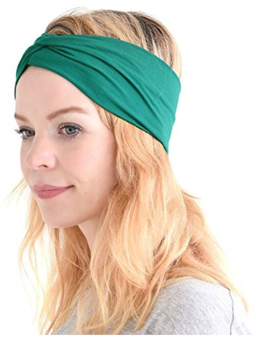 Charm Womens Headband Running Bandana - Mens Workout Elastic Head Sweat Band