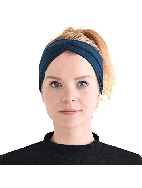 Charm Womens Headband Running Bandana - Mens Workout Elastic Head Sweat Band