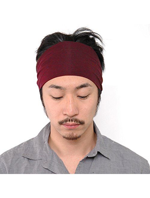 Charm Womens Headband Running Bandana - Mens Workout Elastic Head Sweat Band