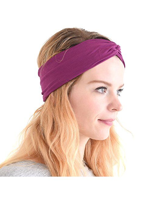 Charm Womens Headband Running Bandana - Mens Workout Elastic Head Sweat Band