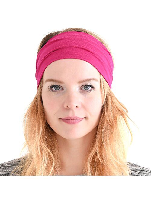 Charm Womens Headband Running Bandana - Mens Workout Elastic Head Sweat Band