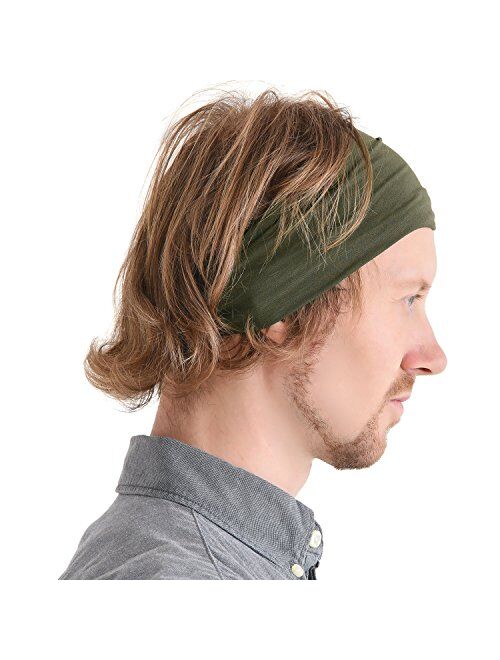 Charm Womens Headband Running Bandana - Mens Workout Elastic Head Sweat Band