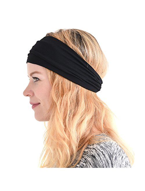 Charm Womens Headband Running Bandana - Mens Workout Elastic Head Sweat Band