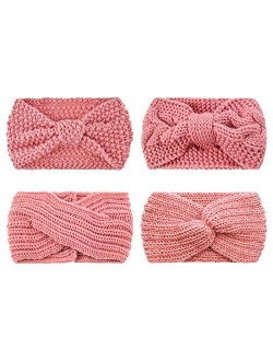 DRESHOW Crochet Turban Headband for Women Warm Bulky Crocheted Headwrap