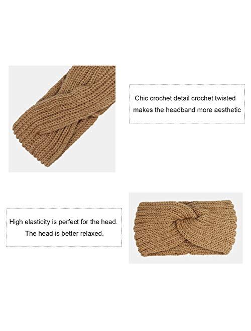 DRESHOW Crochet Turban Headband for Women Warm Bulky Crocheted Headwrap