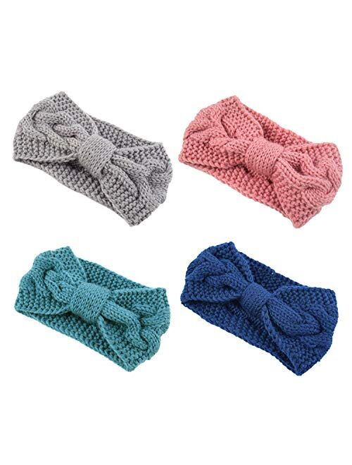 DRESHOW Crochet Turban Headband for Women Warm Bulky Crocheted Headwrap