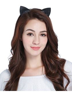 CAKYE Christmas Headband Glitter Antlers Cat Ears Holiday Cosplay Party Costume