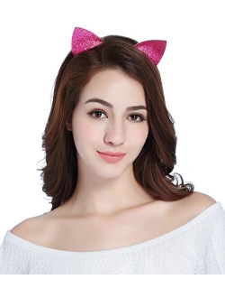 CAKYE Christmas Headband Glitter Antlers Cat Ears Holiday Cosplay Party Costume