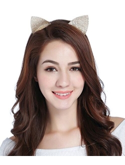 CAKYE Christmas Headband Glitter Antlers Cat Ears Holiday Cosplay Party Costume